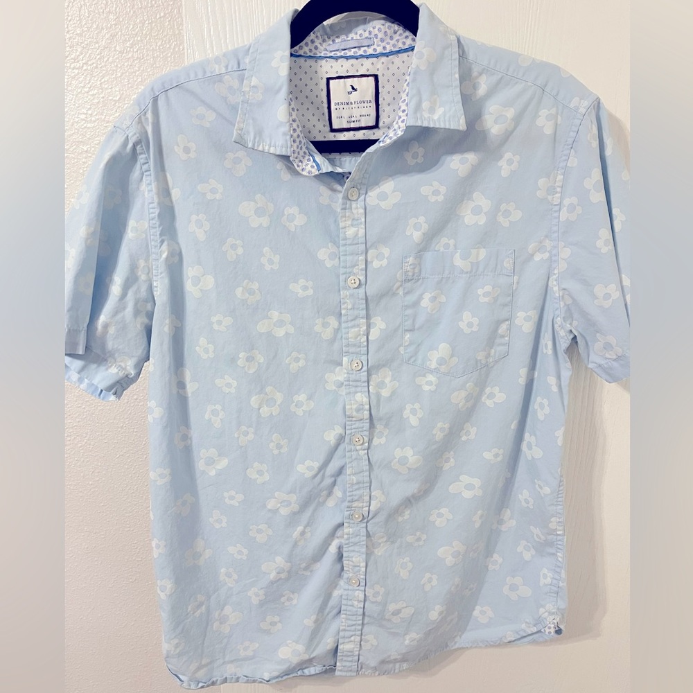 Denim and Flower slim fit Hawaiian shirt